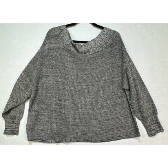 Free People Womens Oversize Knit Sweater Small Black Gray Linen Blend - Picture 12 of 12